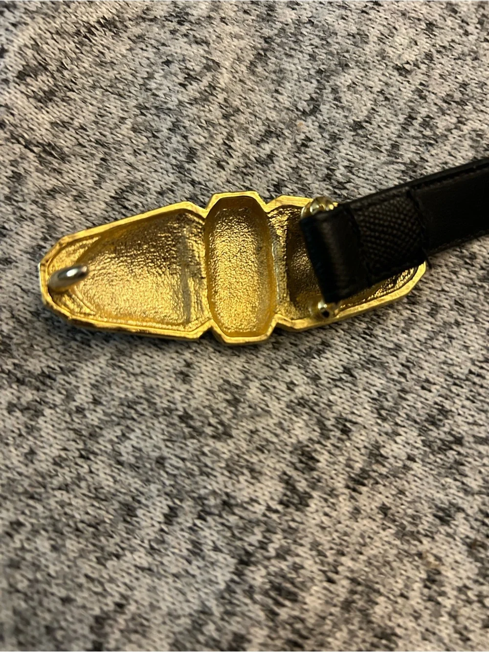 Vintage Gail Labelle 80s Jeweled Belt Black Leather Thin Belt Statement Buckle